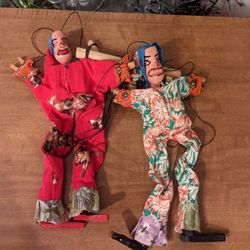 (2) Vintage Wood Marionette Puppets