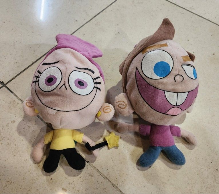 Fairly Oddparents Flip Reversible Plush 9" Toys 2003 Set of 2 Nickelodeon