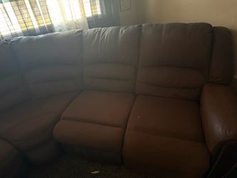 Brown leather couches recliner $200 obo