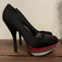 Charlotte Russe Black Satin Heels Size 7