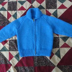 VTG Handknitted Cowichan Sweater Sail Boat Kids Toddler Shawl Knit