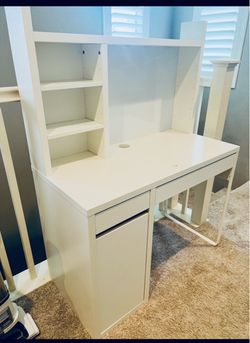 IKEA (Micke) desk with shelving unit