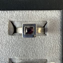 Silver Ring W Square Red Stone(price available upon request)