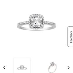 White Topaz and 1/10 ct. tw. Diamond Birthstone Ring in 10K White Gold