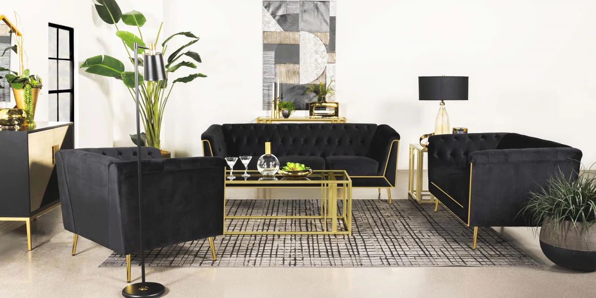 3PC Black Velvet Sofa, Loveseat & Chair 💥SPECIAL💥