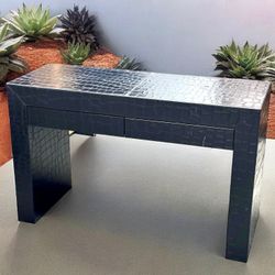 Timothy Oulton Black Crocodile 2 Drawer Desk Console Side Table