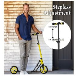 Adult Scooter with Big Wheels | Adjustable Height, Foldable Aluminum Frame | Smooth Ride for Urban Commuting and Outdoor Fun | Suitable for Teens 8-12