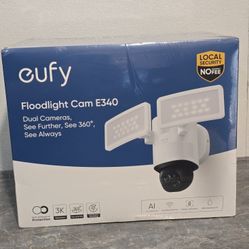 eufy Security Camera Floodlight Camera E340 Wired, Security Camera Outdoor, 360° PTZ, 24/7 Recording, 2.4G/5G Wi-Fi, 2000 LM, Motion Detection