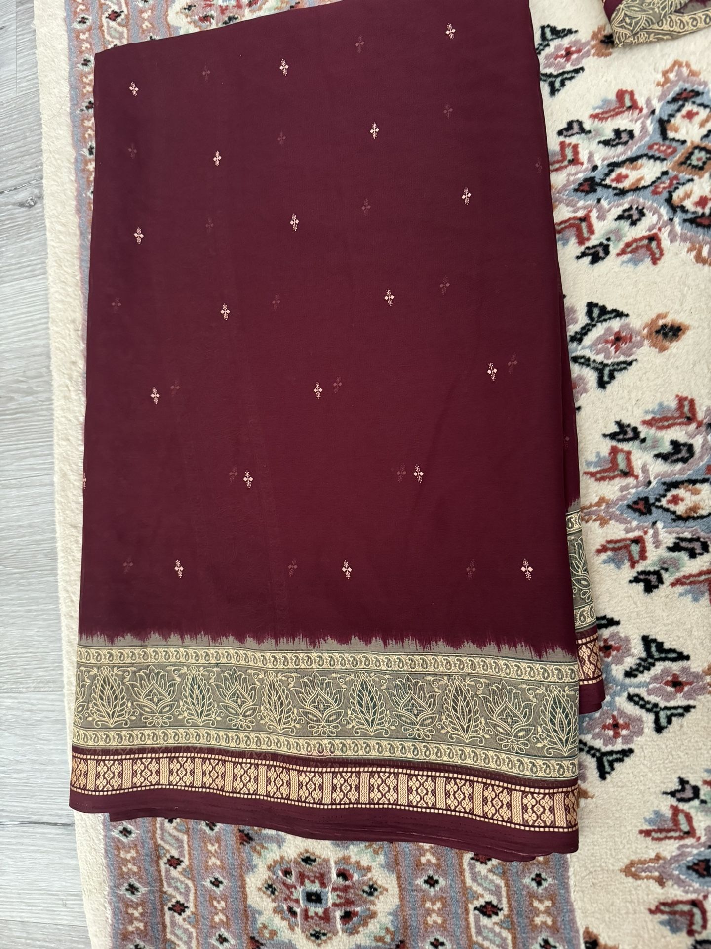 Maroon & Gold Indian Sari - 2