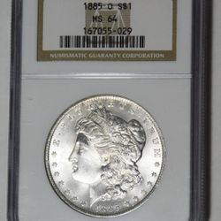 1885-O Morgan Silver Dollar NGC Mint State 64
