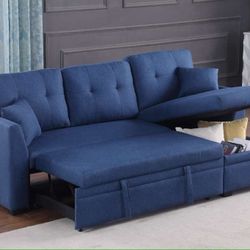 82" Reversible Pull Out Sleeper Sofa Bed Couch with Storage Chaise