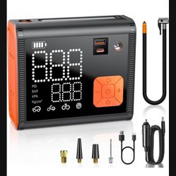 Tire Inflator Portable Air Compressor, 150 PSI Dual Cylinder 3X Faster Portable tire inflator, 28000mAh Dual Power Mode Portable Air Pump for Car Tire