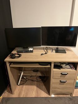 MOVING SALE: South Shore 46" Computer Desk – Rustic Oak (Must Go!)