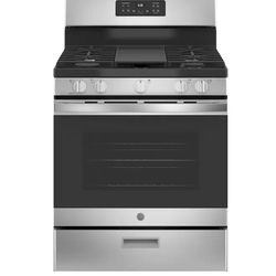 GE 30-in 5 burners 5-cu ft Freestanding Natural Gas Range (Stainless steel)