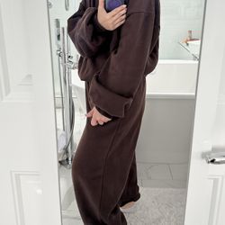 2 Piece Sweatshirt Set Brown