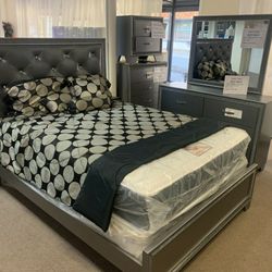 Upholstered headboard w/ Rhinestone border Bed $10 down