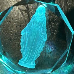 Mother Mary key glass key chain led