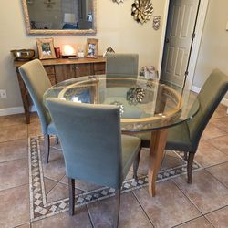 Glass table with 4 chairs