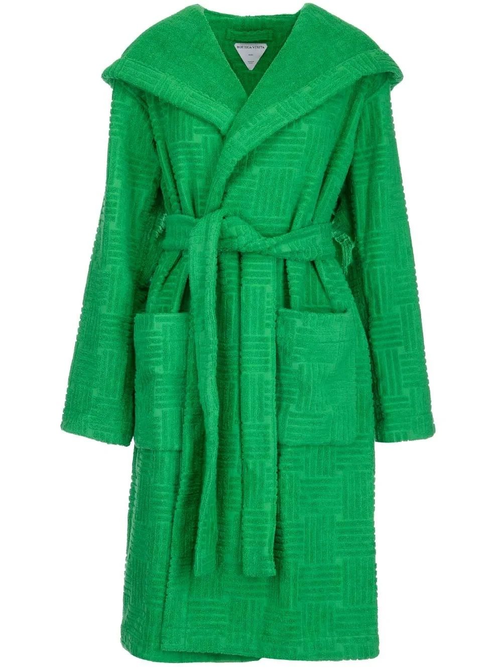 AUTHENTIC Bottega Veneta Intreccio Pattern Cotton Bathrobe Small