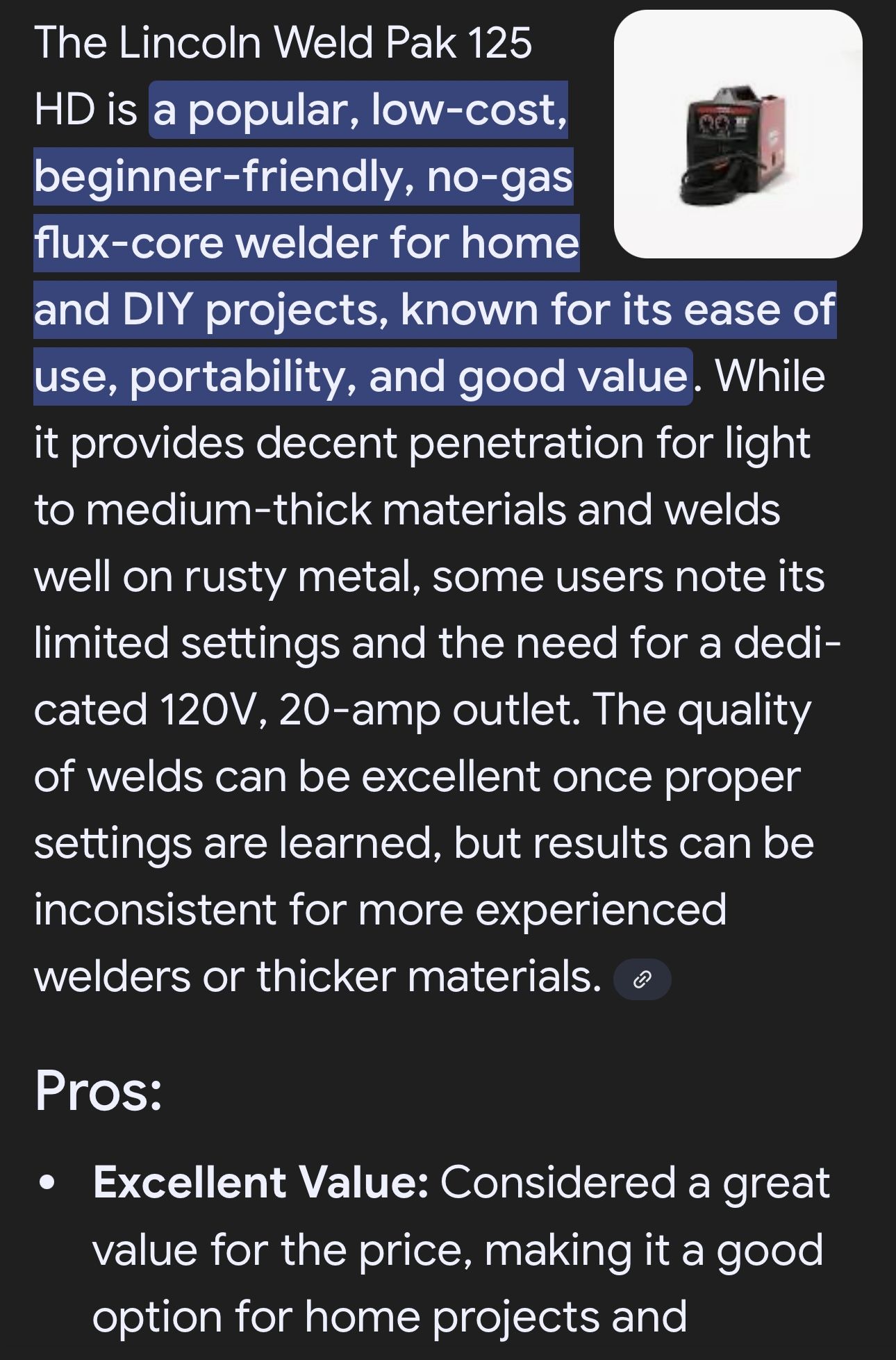 Lincoln Weld Pak 125 HD