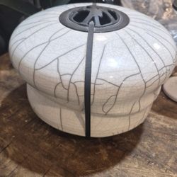 Vintage RAKU WHITE CRACKLE BOWL