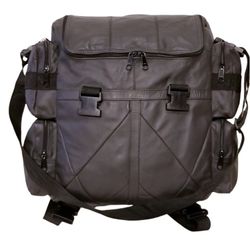 LEATHER CONVERTIBLE EXPANDABLE BACKPACK CARRYON MESSENGER BAG GRAY
