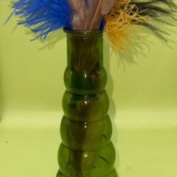 Vintage Decorative Green Beehive Vase Glass Bottle 