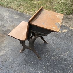 Antique School Desk With Folding Chair 