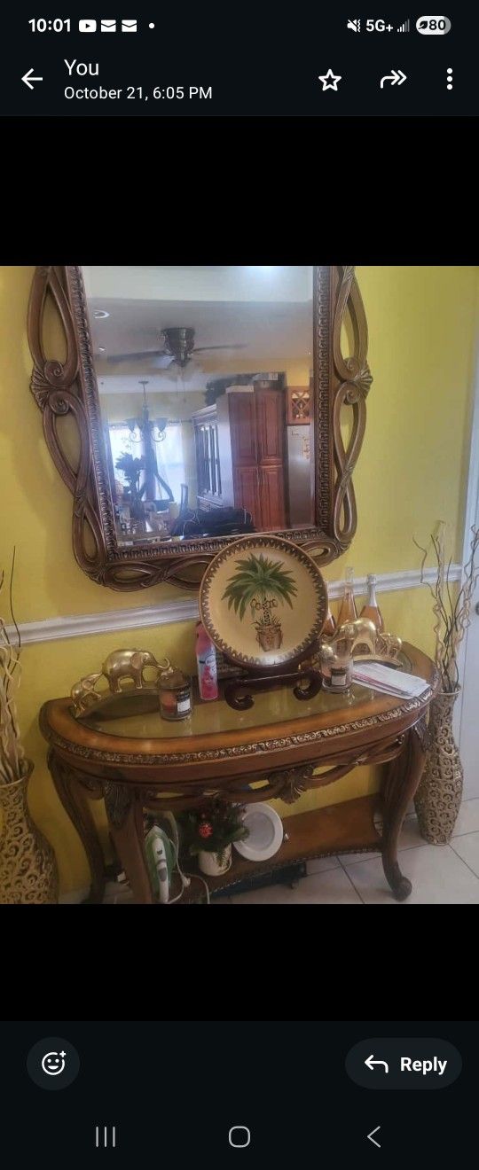 Console Table  Set With Mirror 