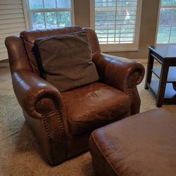 Dillard's Leather Chair, 1 Pillow 