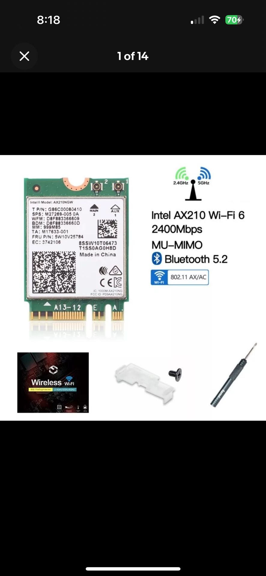 Wi-Fi 6E Intel AX210 AX210NGW 802.11AX AC Wi-Fi 6 AX200 M.2 Wifi Bluetooth Card