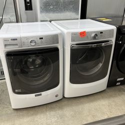 white maytag front load washer dryer set
