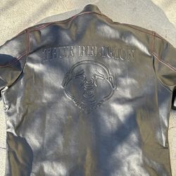 Large True Religion Faux Leather Moto Jacket