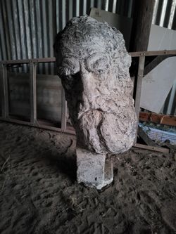 Sculptured Greek head.