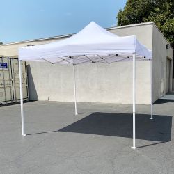 $99 (New) Heavy-duty 10x10 ft outdoor ez pop up canopy party tent instant shades w/ carry bag (white/blue)