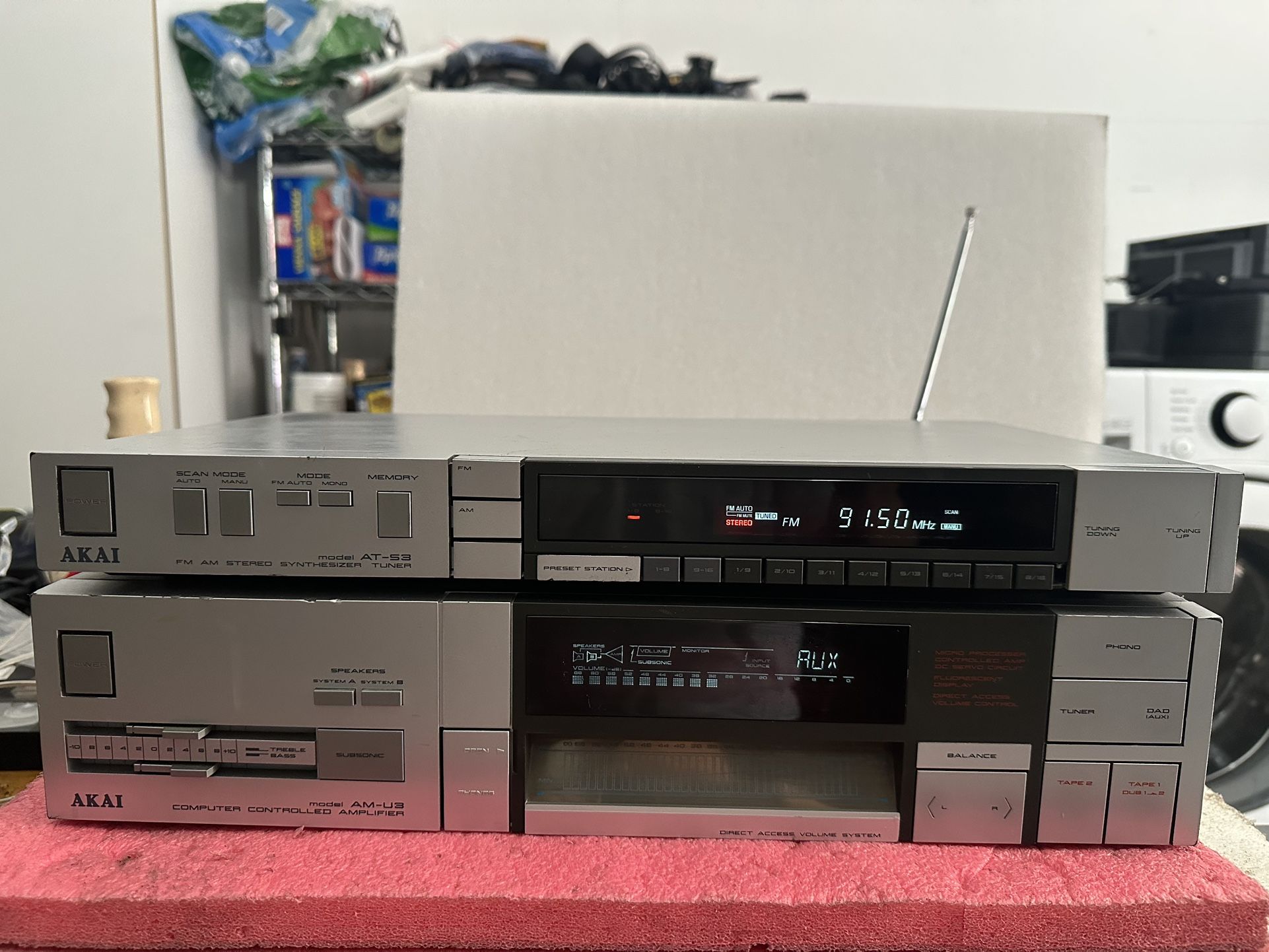 Vintage AKAI AM-U3 Stereo Integrated Amplifier and ATS3 AM/FM Stereo Tuner.