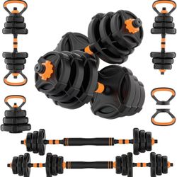 FIXTECH Adjustable Dumbbell Set – Orange