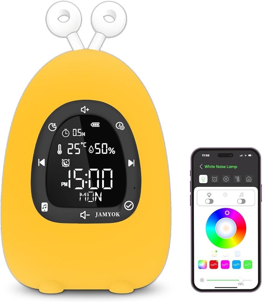 Sunrise Alarm Clock Wake Up Light, White Noise Sound Machine with 20 Soothing Sounds, 10 Night Lights, Bluetooth Speaker/App Control, Dimmable Clock f