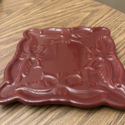 California Pantry Classic Ceramics Embossed 6” Square Candle Trinket Cheese Plate