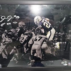 Josh Jacobs  Signed 1st Touch Down Photo 21L×18H Beckett Authenticated 