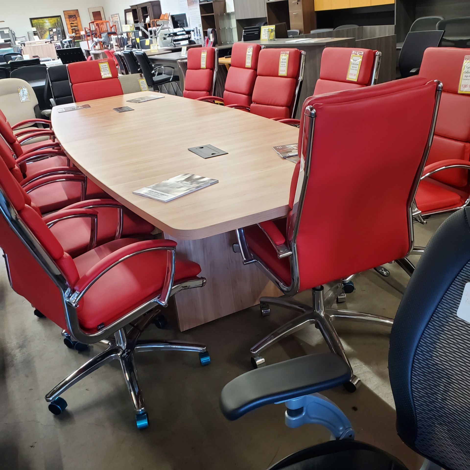 12 feet conference table bow shape with 3 panel legs new
