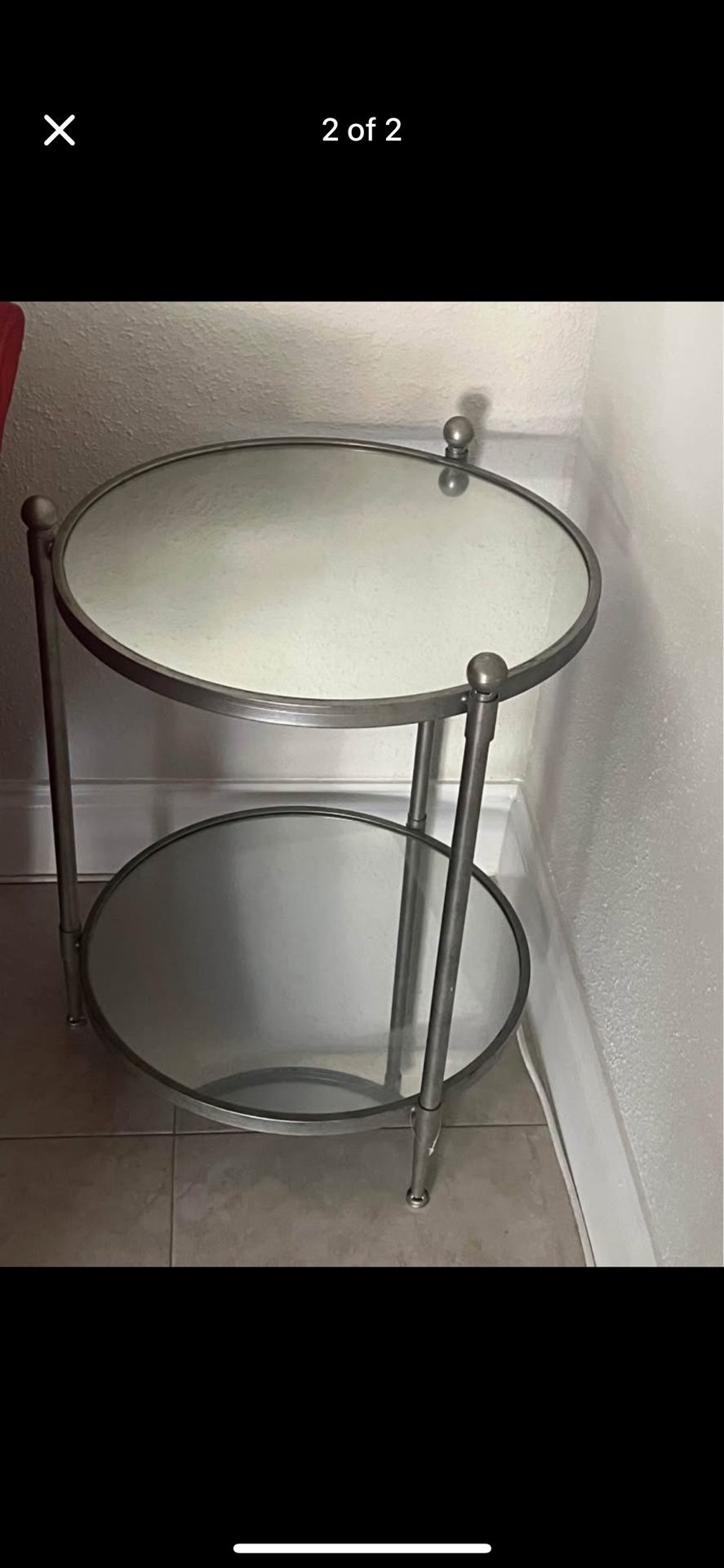 Silver mirrored side tables