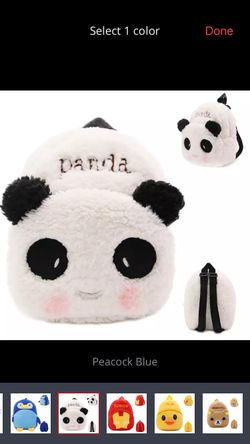 New panda plush backpack