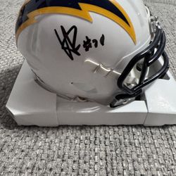 Hassan Haskins Signed Autograph LA Chargers Mini Helmet - Beckett Coa