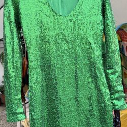 Green Sequins Dress Size Medium 