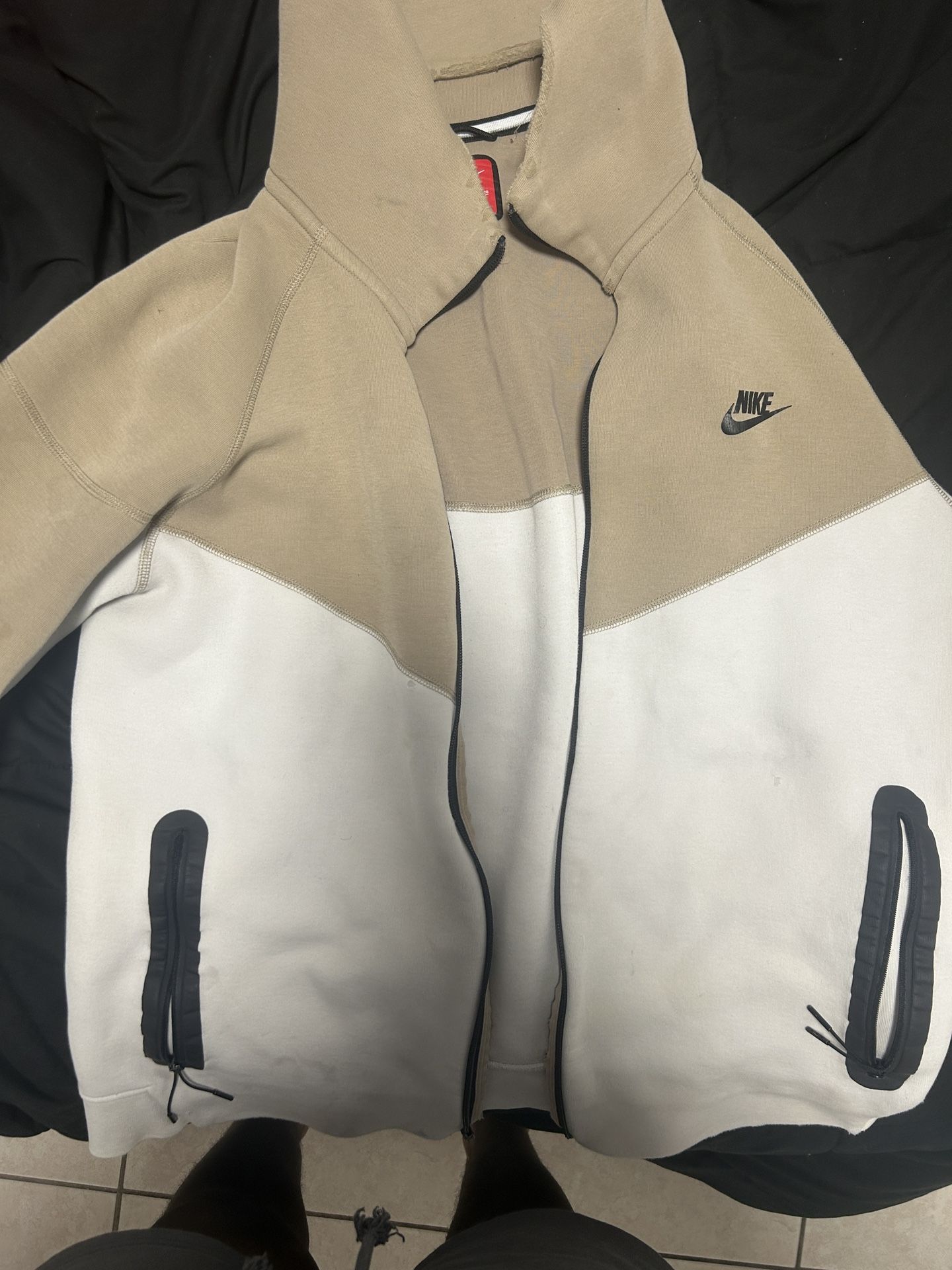 Khaki and White Nike Tech