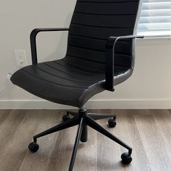 Graham Office/Desk Chair from Crate & Barrel - Grey Leather Desk Chair