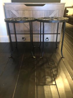Black metal plant stands