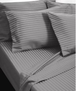 Fairfield Square Collection Brookline 1400 TC 6 Pc. Sheet Set, King Grey Stripe