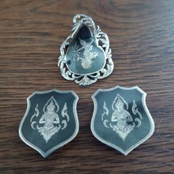 Siam Sterling Silver Brooch And Dress Clips